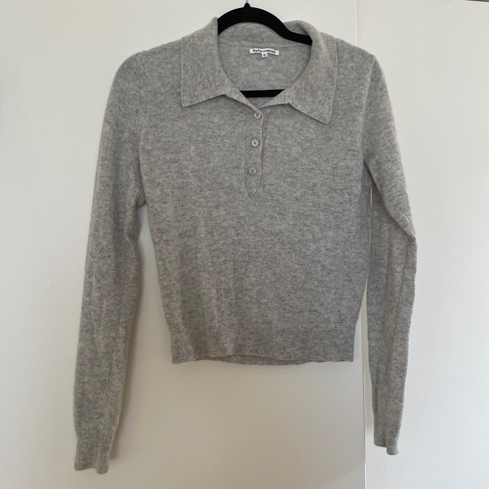 Reformation Cashmere Long Sleeve Polo
